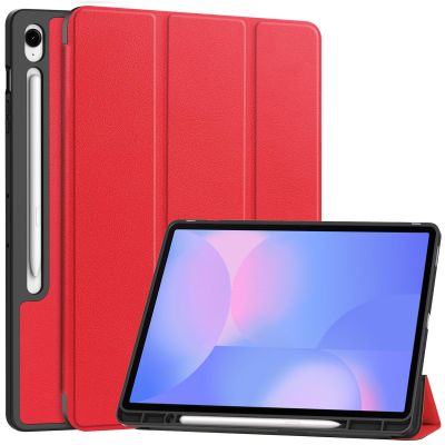 DWaybox Case for Samsung Galaxy Tab S10 FE Plus 13.1 Inch 2025 Model X620/X626B - Shockproof Protection & Adjustable Kickstand, Folio Smart Cover with Built-in Pencil Slot -Red