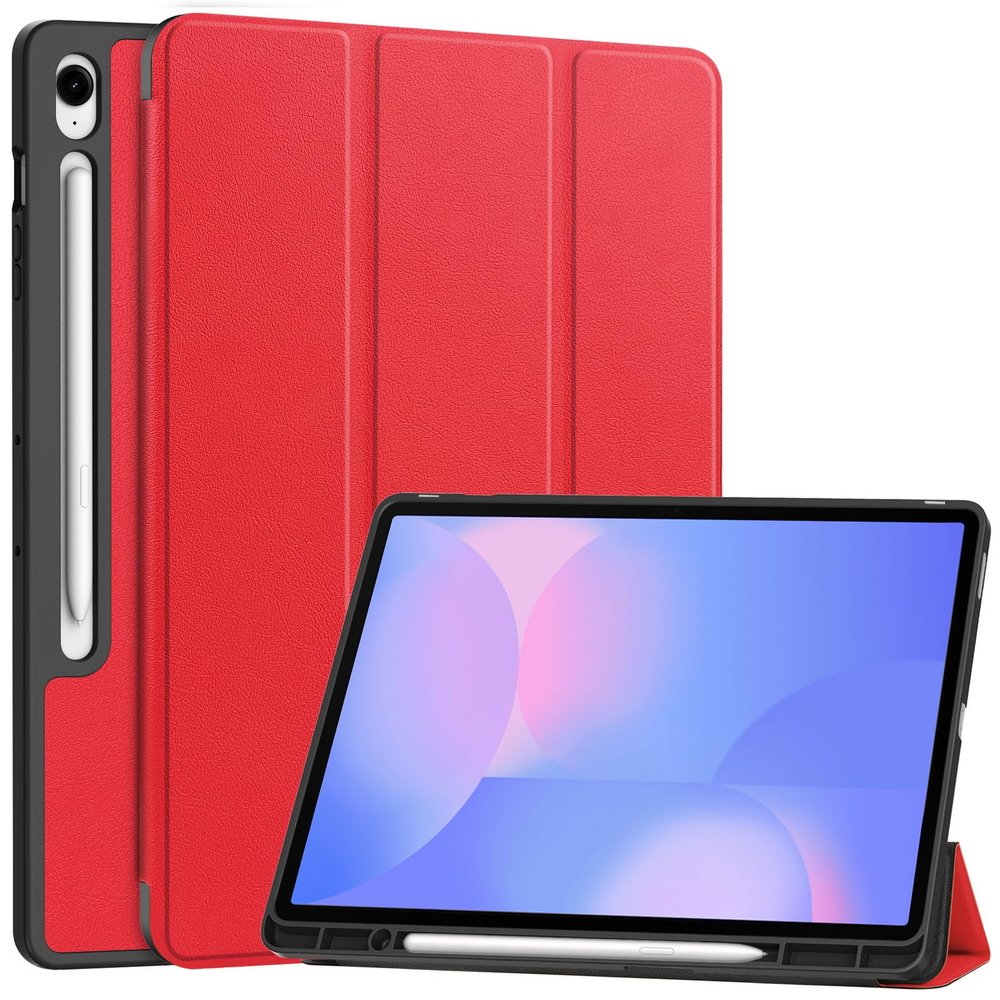 DWaybox Case for Samsung Galaxy Tab S10 FE Plus 13.1 Inch 2025 Model X620/X626B - Shockproof Protection & Adjustable Kickstand, Folio Smart Cover with Built-in Pencil Slot -Red