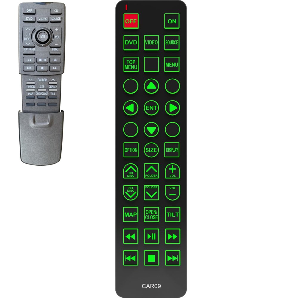 Replacement Remote Control for Lexus LX570 2010 Rear Entertainment DVD System, with Backlit, Oversized Buttons