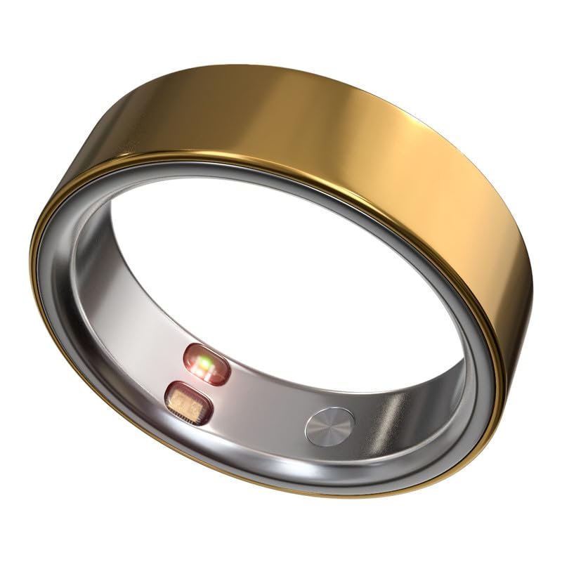Smart Ring Health Tracker 5ATM Waterproof Sport Ring Exclusive Vibration Alerts Titanium Blood Oxygen/Sleep/Emotional Management Women Cycle Prediction Compatible with iOS/Android Sunlight 13.5