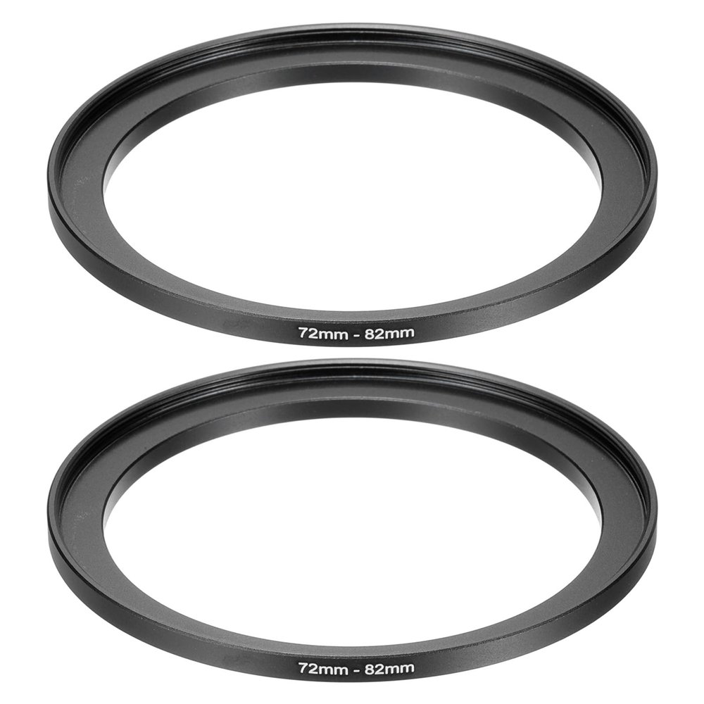 PATIKIL Step-Up Ring Adapter 72mm to 82mm, 2 Pcs Filter Step-up Rings Camera Lens Filters Metal Ring Digital for ND IR DSLR Lenses, Black