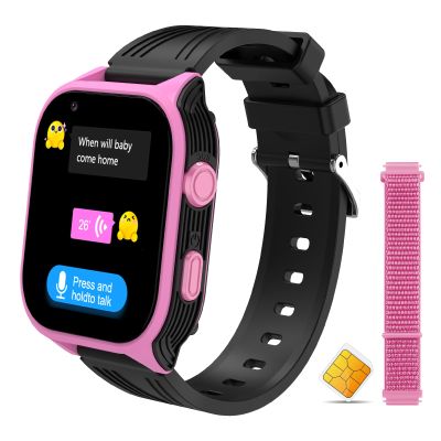 4G Kids Smart Watch with SIM Crad GPS Tracker Whatsapp 1.83" Large Touch Screen WiFi, Call, Voice Video Chat, SOS, Bluetooth, Alarm, Pedometer, Music, Camera Smartwatches for Age 4-15 Gift Pink
