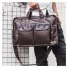 15.6inch Laptop Portfolio Shoulder Handbag Leather Crossbody Messenger Business Briefcase Large Satchel view 3
