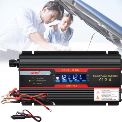 3000W Pure Sine Wave Inverter - DC 12V to AC 110V, 2 Outlets, 1 USB Port, LCD Display, Indoor/Outdoor Power Supply, Ideal for Camping & Emergency Use