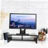 BELLIFFY Monitor Stand Dual Storage Ergonomic Riser for Desktop Use Workspace Organization and Comfort Walnut Finish view 2