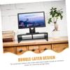 BELLIFFY Monitor Stand Dual Storage Ergonomic Riser for Desktop Use Workspace Organization and Comfort Walnut Finish view 3