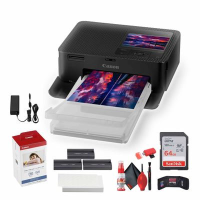 Canon SELPHY CP1500 Wireless Photo Printer with KP-108IN Ink (Black) | Compact 4x6 for Mobile Printing + 64GB Ultra Memory Card + Cleaning Kit + More