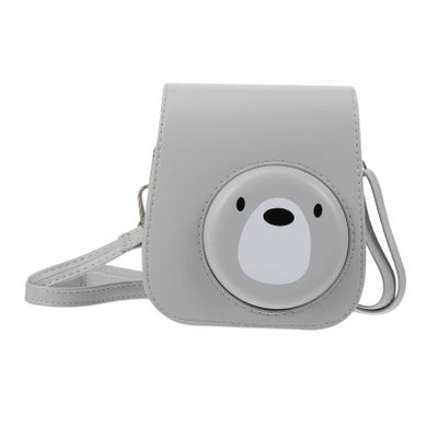 DIYEAH 1pc Instant Camera Case Cute Bear Pu Bag Removable Shoulder Strap Compatible with Mini for Beach Party and Daily Use Protects against Scratches and Dirt