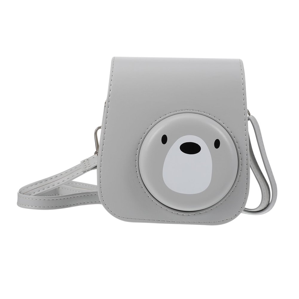 DIYEAH 1pc Instant Camera Case Cute Bear Pu Bag Removable Shoulder Strap Compatible with Mini for Beach Party and Daily Use Protects against Scratches and Dirt