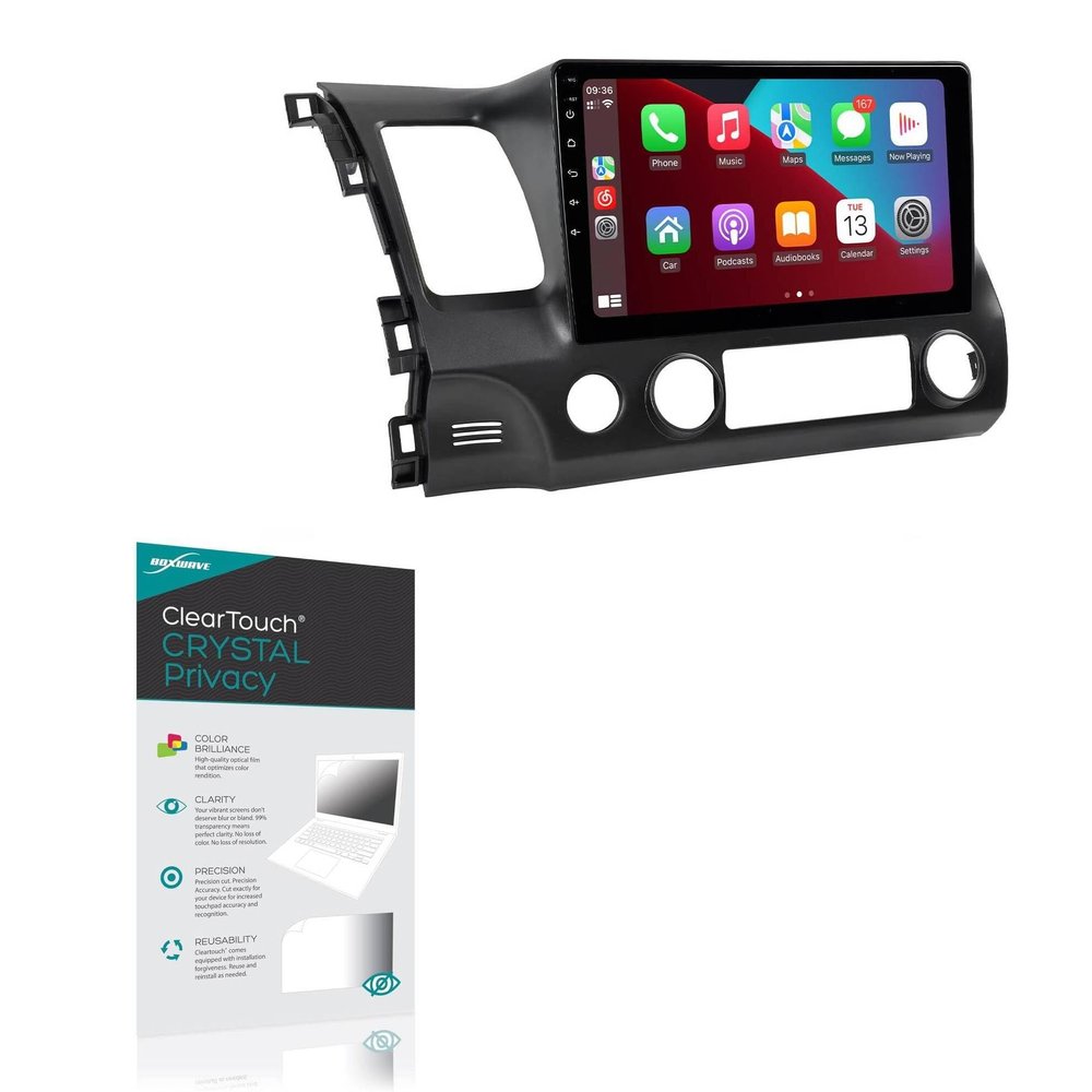 BoxWave Screen Protector Compatible with Naifay Android Car Radio for Honda Civic 2006-2011 (10.1 in) - ClearTouch Crystal Privacy (2-Pack), Privacy Screen Protector Flexible Film Clear