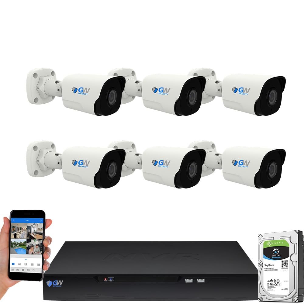 GW Security 8 Channel NVR UltraHD 4K Face Recognition NDAA & TAA Compliant Security Camera System with 6 x 8MP @25FPS Outdoor & Indoor PoE Bullet Cameras, 10 Smart AI Functions