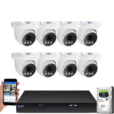 GW Security 8 Channel NVR UltraHD 4K Face Recognition LPR Commercial NDAA & TAA Compliant Security Camera System with 8 x 8MP @25FPS Outdoor & Indoor PoE Turret Cameras, CCTV for Business