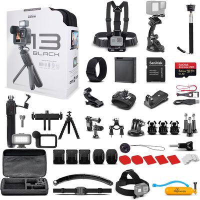GoPro HERO13 Creator Edition Action Camera | 5K Ultra HD Video, Vlogging Kit with Mic, Light, Grip + 64GB Card & 50 Piece Accessory Kit - Bundle