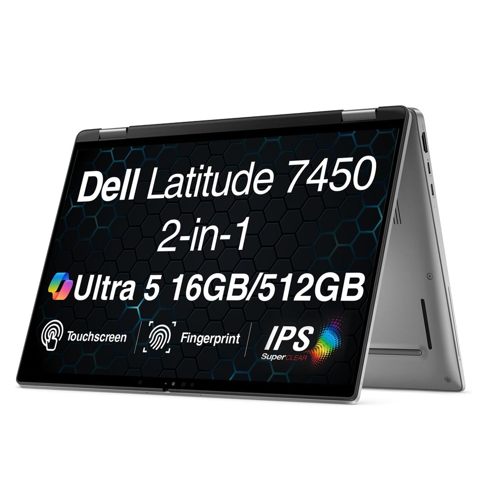Dell 2026 Latitude 7450 2-in-1 Business AI Laptop 14.0" Touchscreen IPS FHD+ Display (Intel Ultra 5-135U, 16GB LPDDR5X, 512GB SSD, Wi-Fi 7, Backlit KYB, Fingerprint, Win11Pro)