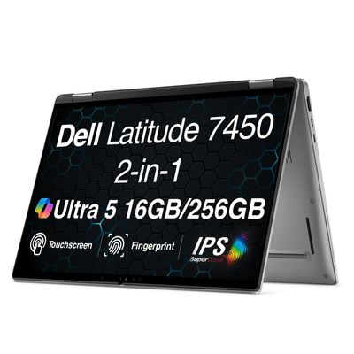 Dell 2026 Latitude 7450 2-in-1 Business AI Laptop 14.0" Touchscreen IPS FHD+ Display (Intel Ultra 5-135U, 16GB LPDDR5X, 256GB SSD, Backlit KB, Fingerprint, Win 11 Pro)