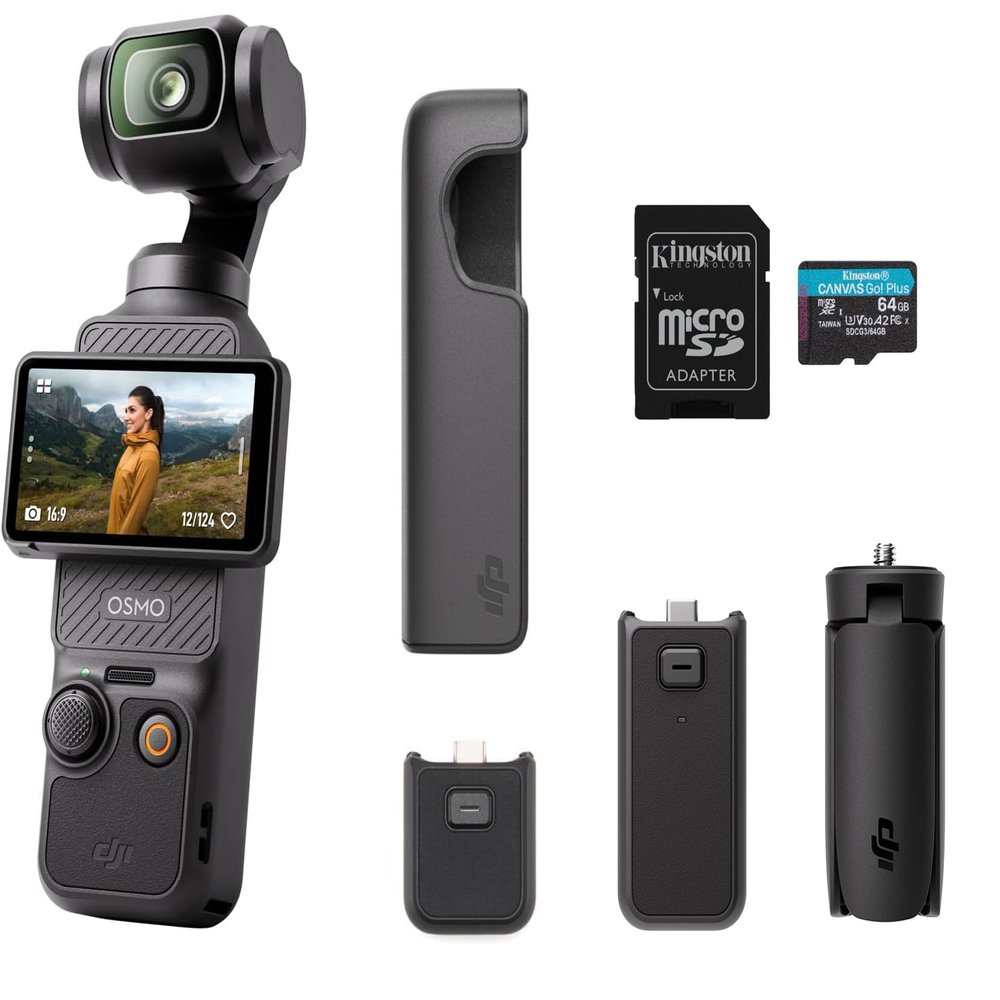 DJI Osmo Pocket 3 Capture More Combo, Vlogging Camera with 1'' CMOS & 4K/120fps Video, 3-Axis Stabilization, Fast Focusing, Face/Object Tracking, 2" Rotatable Touchscreen