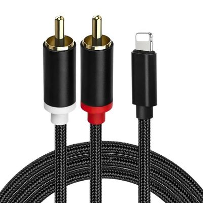 bodateng 2 R/CA Y Splitter Cable for 14 13 12 11 Pro Max X 7 8 Plus SE USB Connector TV Car Subwoofer Phono Plug 2/3/5/8 Meters(1m)