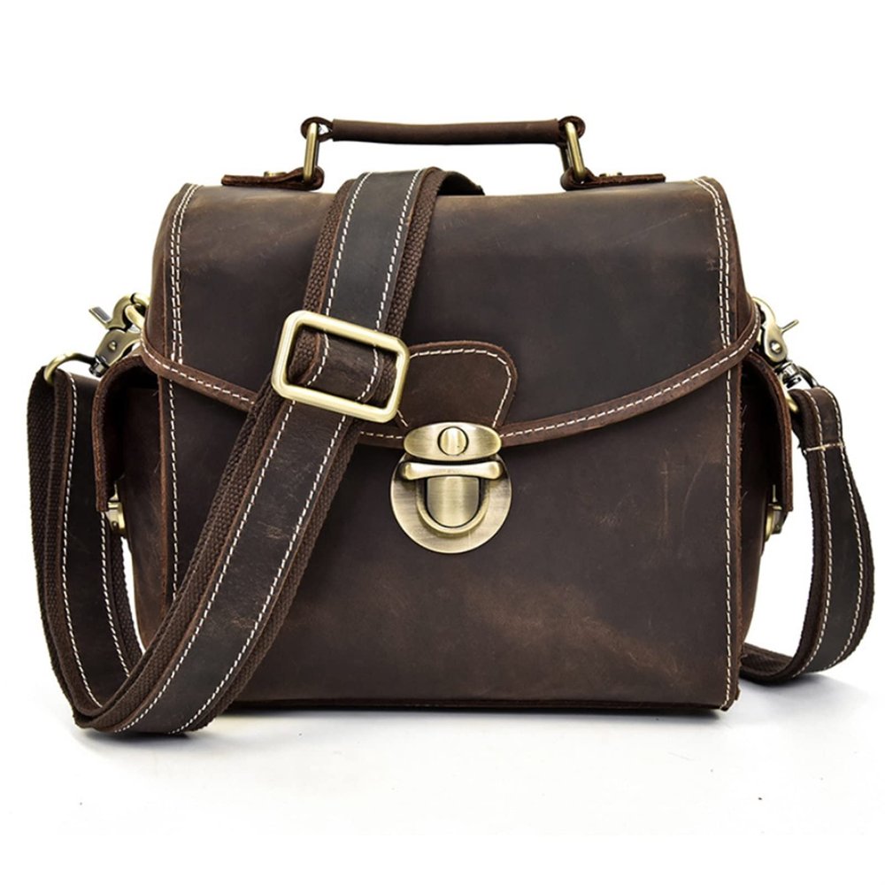 AFPSDLFJDLS Leathe Camera Bags Retro Cowhide Photography Hand Bag Casual Shoulder Tote Travel Outdoor Photo Bag Case