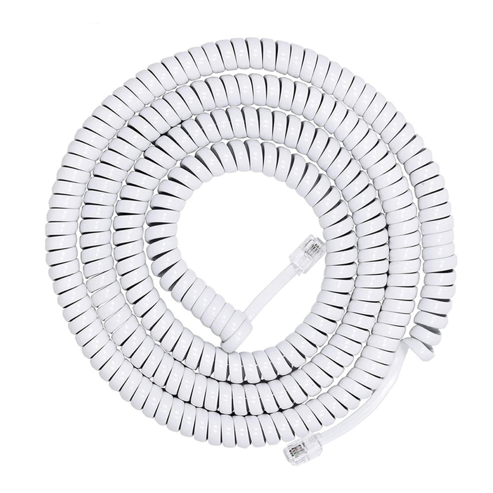cunueae RJ9 RJ11 4P4C Phone Line with Spring Designing Stretchable Durability Cord for Home Or Office Clear Calls