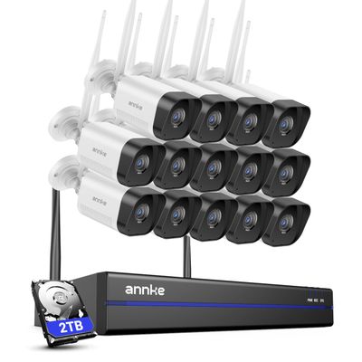 ANNKE Wireless Security Camera System for Indoor/Outdoor, 4K 16CH NVR with 14 Cam 5MP, 2TB HDD, Home Camera, 100ft IR Night Vision, AI Human Detection, Remote Access, 2-Way Audio, Dual-Band WiFi