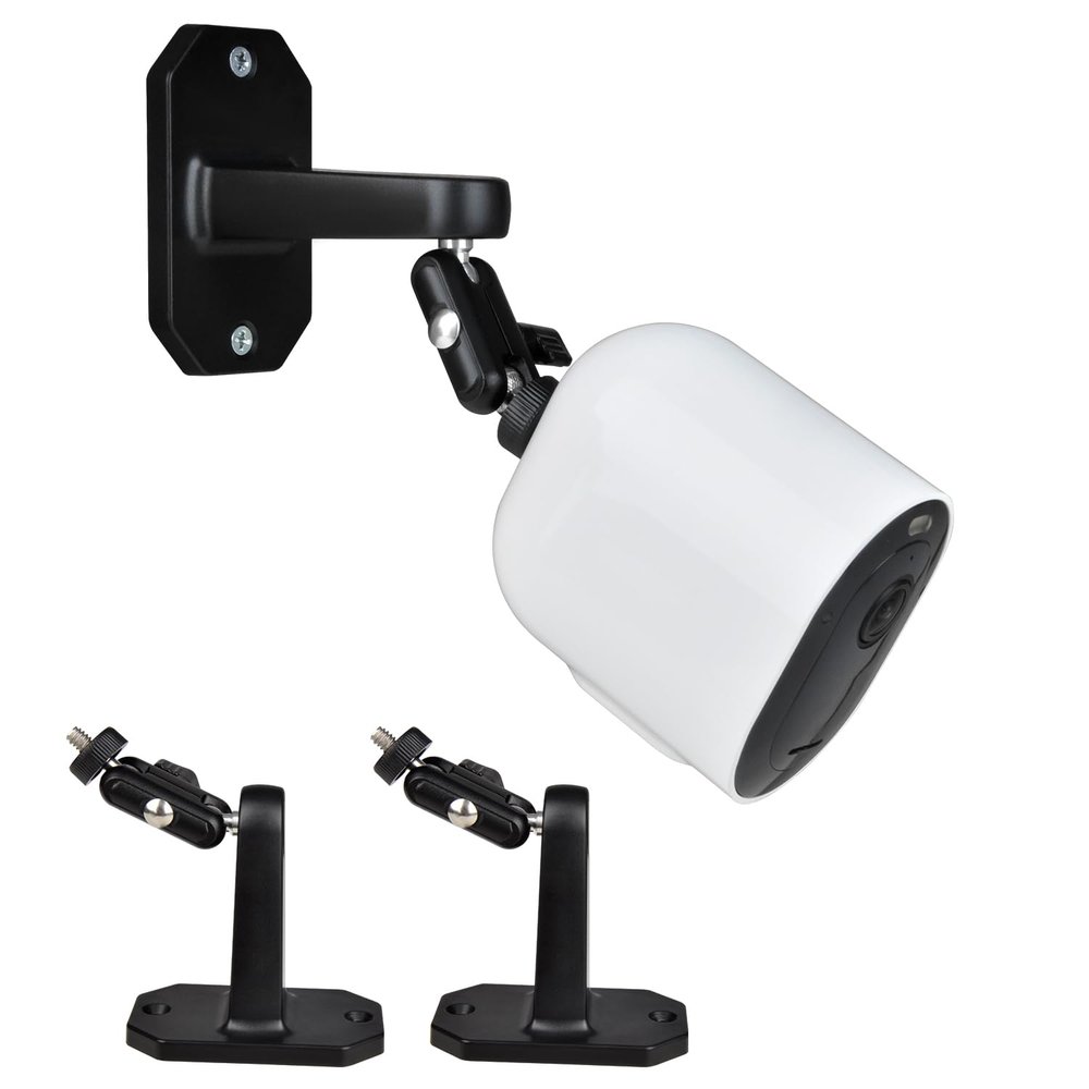 2 Pack Wall Mount for Arlo Pro/Pro2/Pro3/Pro4/Ultra/Ultra2/Essential Spotlight Camera, 360-Degree Adjustable Indoor/Outdoor Mounting Bracket for Your Surveillance Camera (Black)