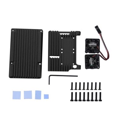 Ultra-Thin Black Case Shell Box Dual Fan Heatsink for Raspberry Pi 4 Model B 4B