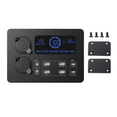 D3LX0Z1 Portable Control Hub with LED Lights Mini Power Box with LED Lights for RVs, SUVs, Boats 12V LCD Display Power Box 100W(Power Pack)
