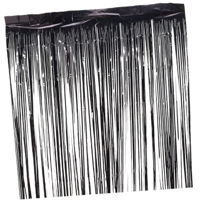 Uonlytech 2pcs Black Fringe Curtains for Party Decorations Tinsel Streamers Backdrop for Festivals Birthdays and Celebrations Elegant Room Decor Wide High