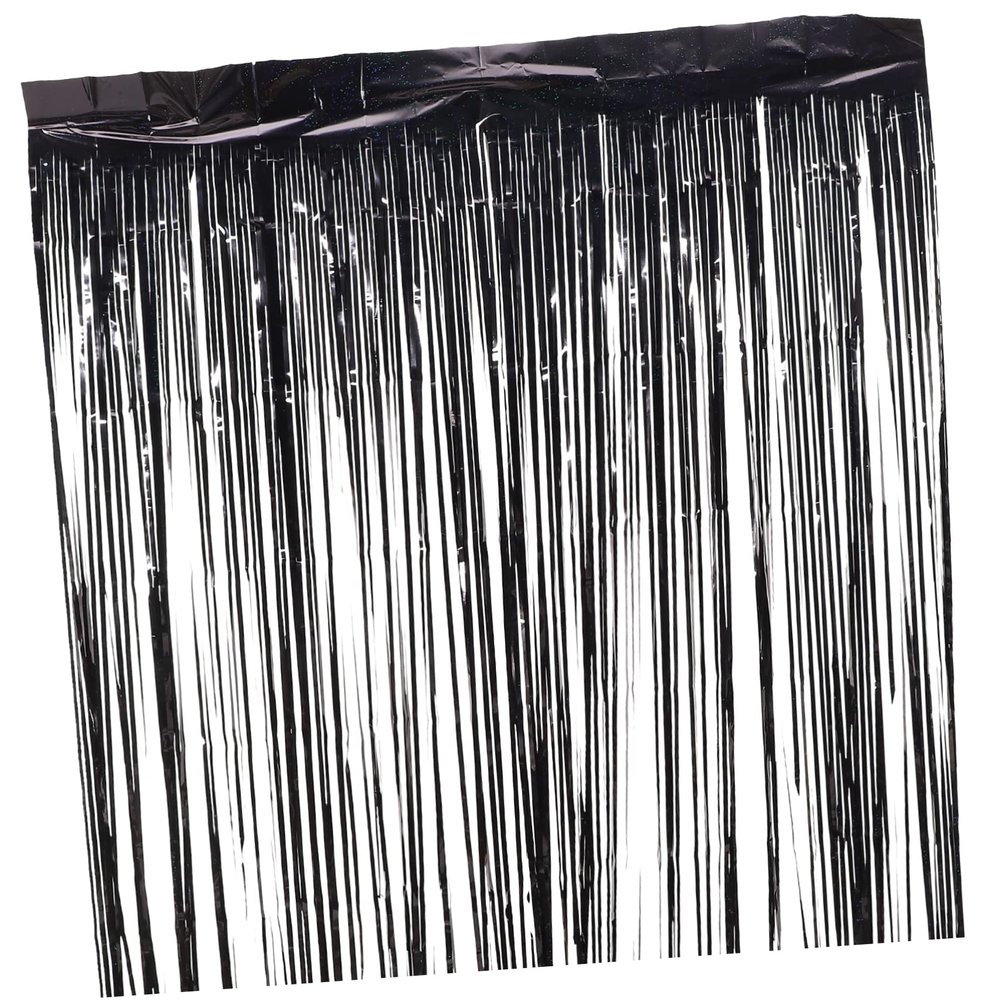 Uonlytech 2pcs Black Fringe Curtains for Party Decorations Tinsel Streamers Backdrop for Festivals Birthdays and Celebrations Elegant Room Decor Wide High