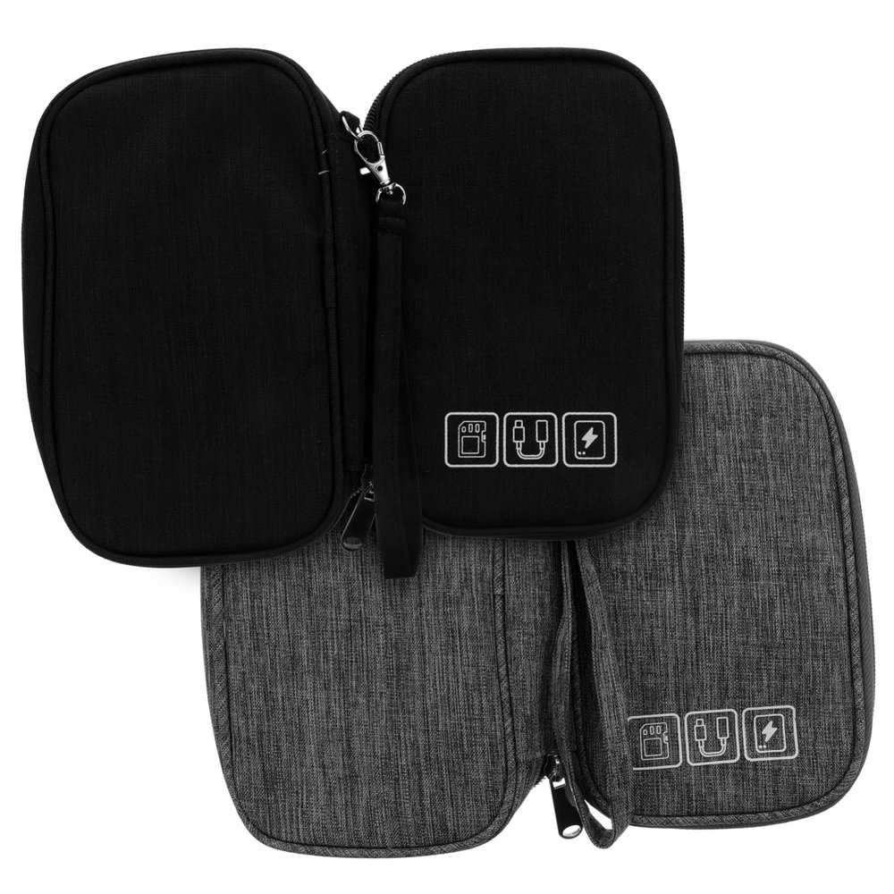 DIYEAH 2pcs Digital Cable Organizer Bag Multi-functional Storage Pouch for Travel Electronics and Accessories Soft Lining for Cables Headphones Chargers