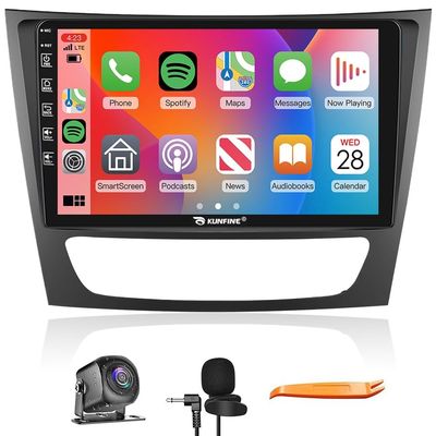 CarPlay Android Auto Navigation Stereo GPS Radio Display 9" IPS Touchscreen Headunit Pad Media Player for Benz E Class W211 2002-2009, if Applicable Quad Core 2G+64G