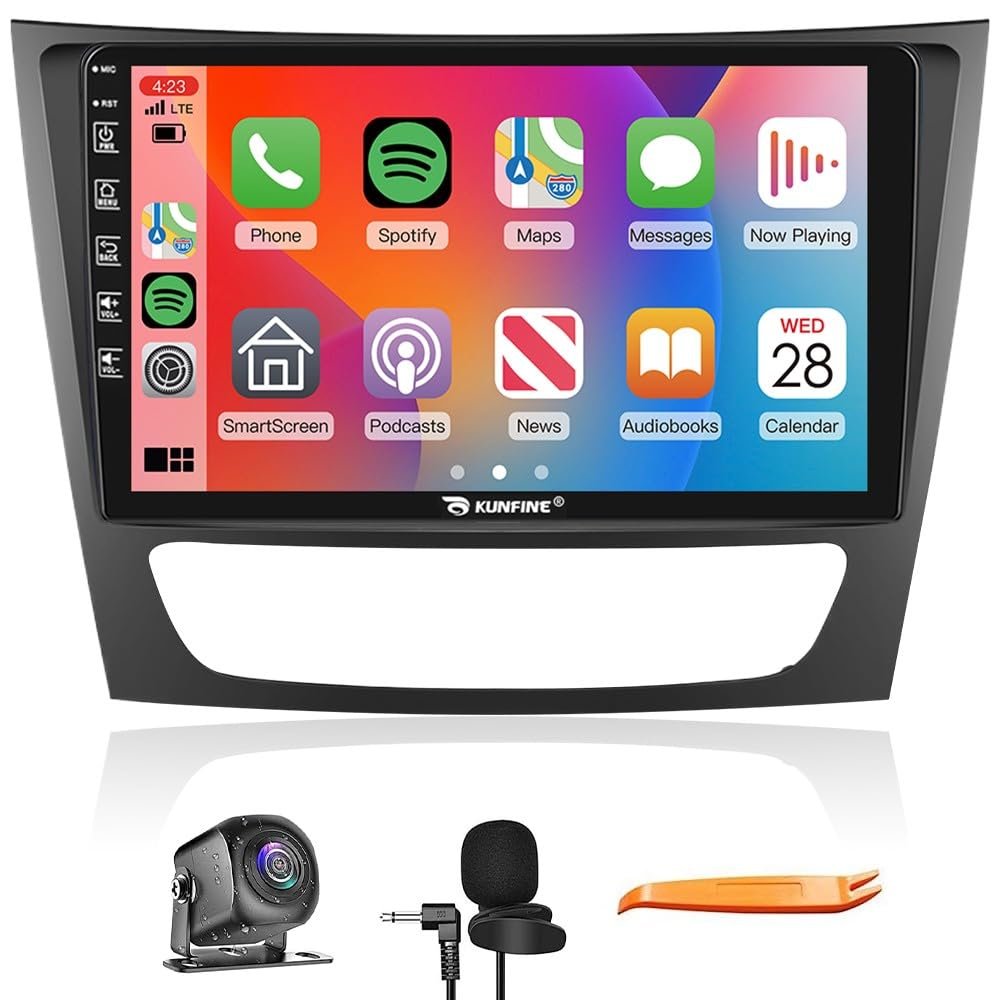 CarPlay Android Auto Navigation Stereo GPS Radio Display 9" IPS Touchscreen Headunit Pad Media Player for Benz E Class W211 2002-2009, if Applicable Quad Core 2G+64G
