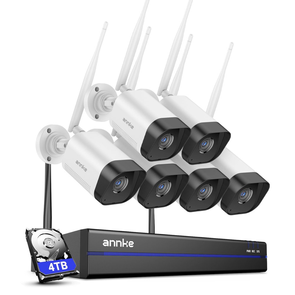 ANNKE Wireless Security Camera System for Indoor/Outdoor, 16CH 4K NVR Kit Expandable, 6 Pcs, 4TB HDD, Outdoor WiFi Camera, 100ft IR Night Vision, AI Human Detection, 24/7 Recording, 2-Way Audio, IP66