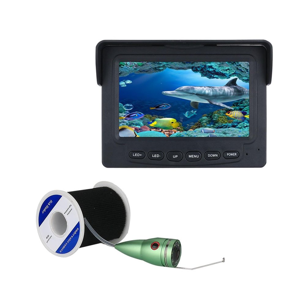 OKANEN Underwater Fishing Camera, 15M/30M 1000TVL Fish Finder Underwater Fishing Camera 4.3 Inch LCD Monitor 6PCS 1W White LED Night Vision Camera for Fishing(30M-W)