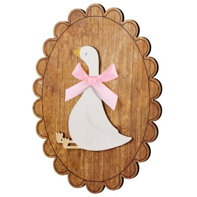 Weysat Silly Goose Nursery Decor Wooden Picture Wall Sign with Pink Bow