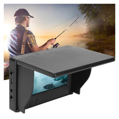 OKANEN Underwater Fishing Camera, 4.3 Inch Fish Finder Screen IPS Full Screen 800x480 CVBS Input 3.5mm Interface with Sun Visor Fish Finder Screen for Fishing
