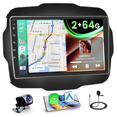 2+64GB for Android Car Stereo Jeep Renegade 2016-2020 Wireless Carplay 9" Touch Screen Car Radio Android Auto, in-Dash Kit GPS Navigation WiFi Bluetooth SWC Mirror Link, Mic Backup Camera