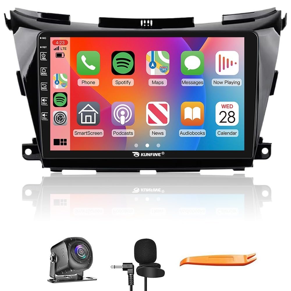 Kunfine Car CarPlay Android Auto Navigation Stereo GPS Radio Reverse Camera Display 10" IPS Touchscreen Headunit Tablet Pad Media Player for Nissan Murano 2015-2024, if Applicable Quad Core 2G+64G