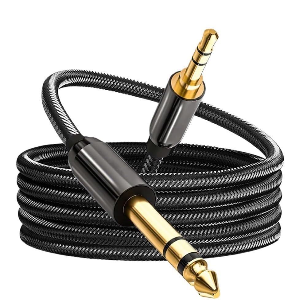 bodateng 6.35 mm to 3.5 mm Ja-ck Aux Cable for Electronic Keyboard Drum Guitar Mixer Audio Connector HiFi Stereo Sound Adapte(15m)