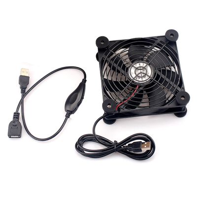 Quiet 120mm Router Fan Coolers With Speed Controller DC5V USB Powered Cooling Case Fan For Router Modem Receiver DVR