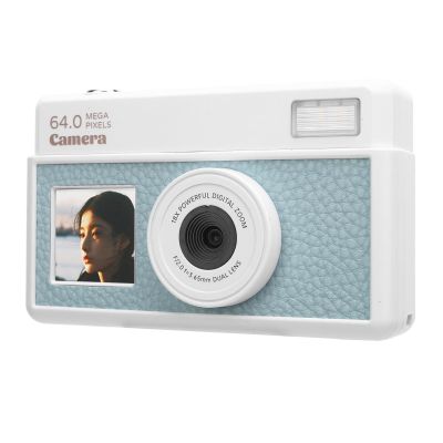 4K 64MP Digital Camera with 18X Zoom Autofocus  2.8in Retro Screen, LED Fill Light & Multiple Filters for Vlogging, Travel, and Photography (Light Green and White)