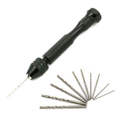 COPLKY Hand Twist Drill 1 Set Epoxy Steel Pin Vise Hand Drill with 10 Drill Bits Manual Craft Drill for Twist Drill Bi