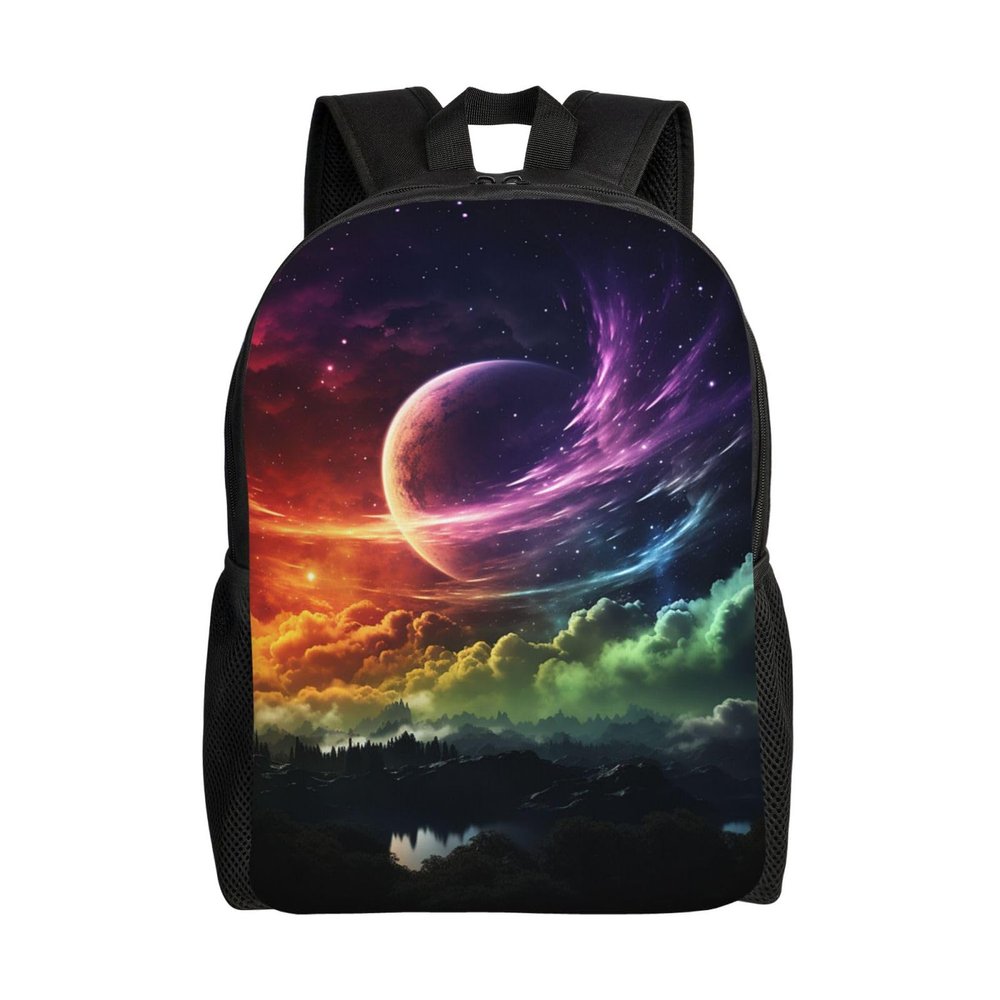 GTKSYNVE Rainbow sky and moon Travel Backpack for Women Men Large Laptop Bag 16.1Inch College Bag Casual Daypack