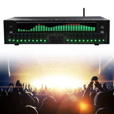 Digital Equalizer, Audio Stereo Graphic EQ, LED Music Spectrum Analyzer, 12 Rhythm Patterns, 31 Segments Dynamic Spectrum, Two 10 Segments Independent Tuning, For Recording Studio