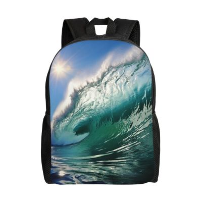 GTKSYNVE Big Ocean Wave Travel Backpack for Women Men Large Laptop Bag 16.1Inch College Bag Casual Daypack
