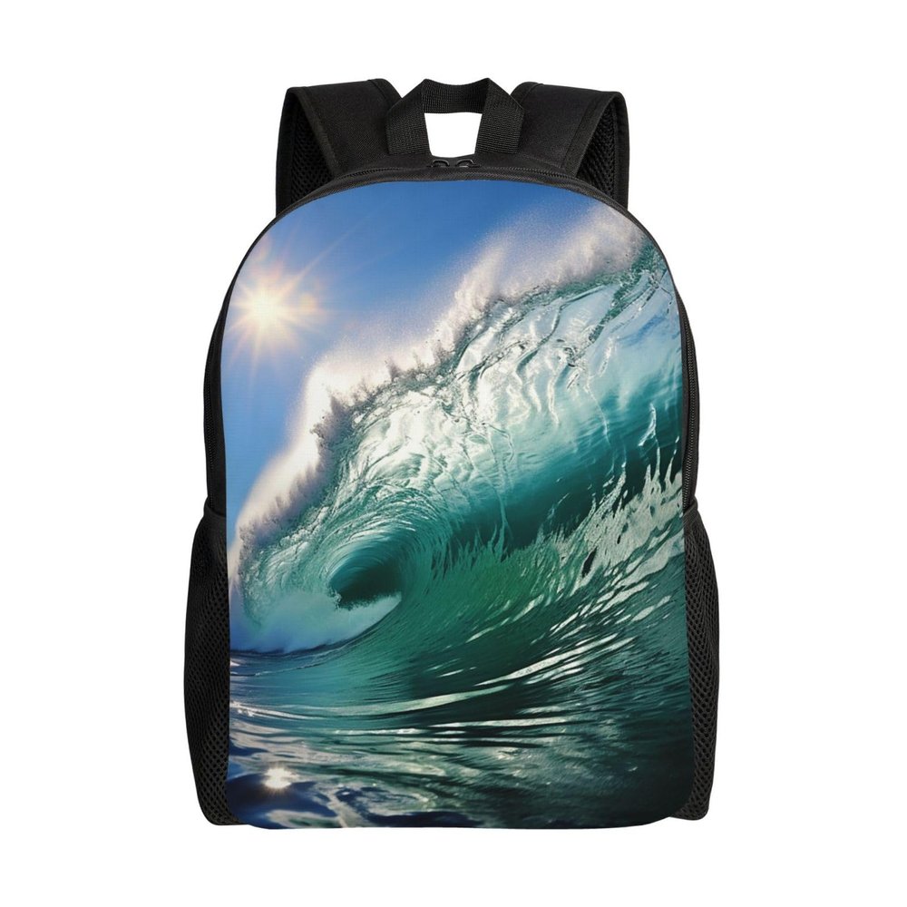 GTKSYNVE Big Ocean Wave Travel Backpack for Women Men Large Laptop Bag 16.1Inch College Bag Casual Daypack