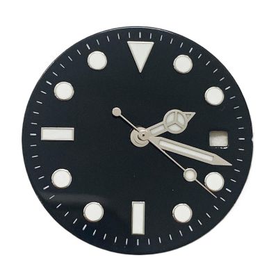 29mm Blue Luminous Watch Dial + Green Luminous Hands Watch Face Replacement Accessories Set for 8215/8200/821A/2813 Movement(BLACK)