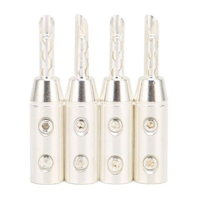 4Pcs BFA Banana Plug, Silver Plated Banana Plugs Connector for 7Mm/0.3in Speaker Wire, Ideal for Audio Systems