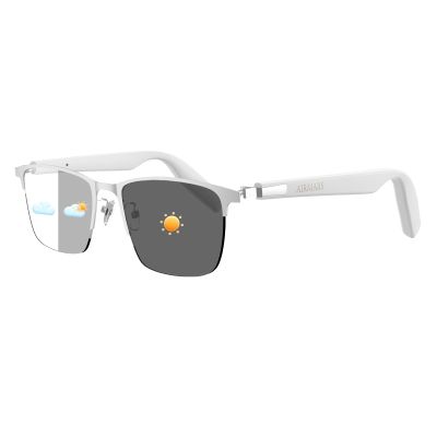 AIRMARS Smart Glasses for Men & Women, Bluetooth Glasses with Photochromic/Blue Light Filter&Polarized Lenses, Smart Sunglasses for Women with Speaker, Interchangeable Frames (Silver)