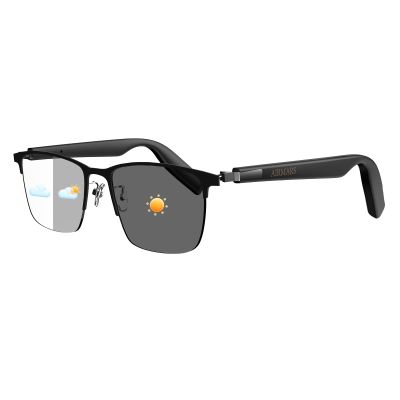 AIRMARS Smart Glasses for Men & Women, Bluetooth Glasses with Photochromic/Blue Light Filter&Polarized Lenses, Smart Sunglasses for Women with Speaker, Interchangeable Frames (Black)